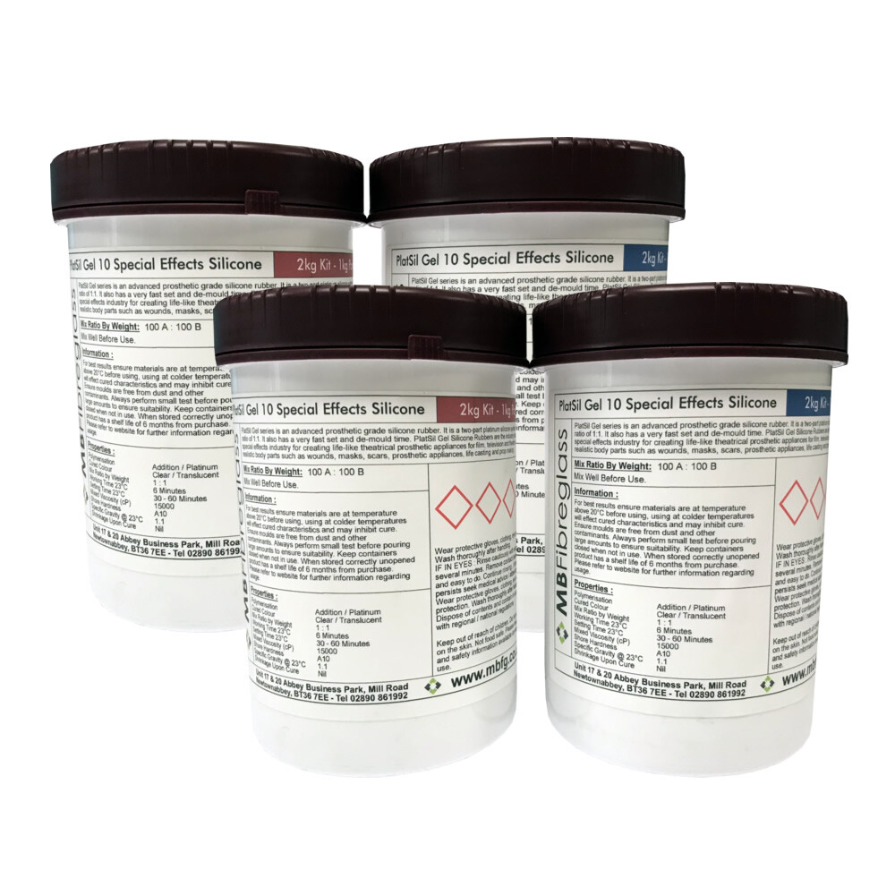 PlatSil Gel 10 Special Effects Prosthetic Skin Safe Silicone Rubber - 4kg Kit