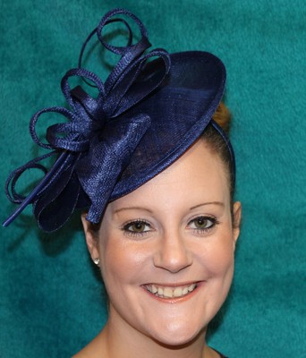 Large Bow Fischer UK Design Fascinator Hatinator on headband Hair band Navy