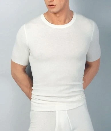 MEDIMA Maglia uomo M1091 mezza manica girocollo lana angora 20% BIANCO e ASFALTO