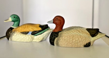 Vintage Porcelain Mallard Ducks Hand Painted Set Of Two 6" x 5"