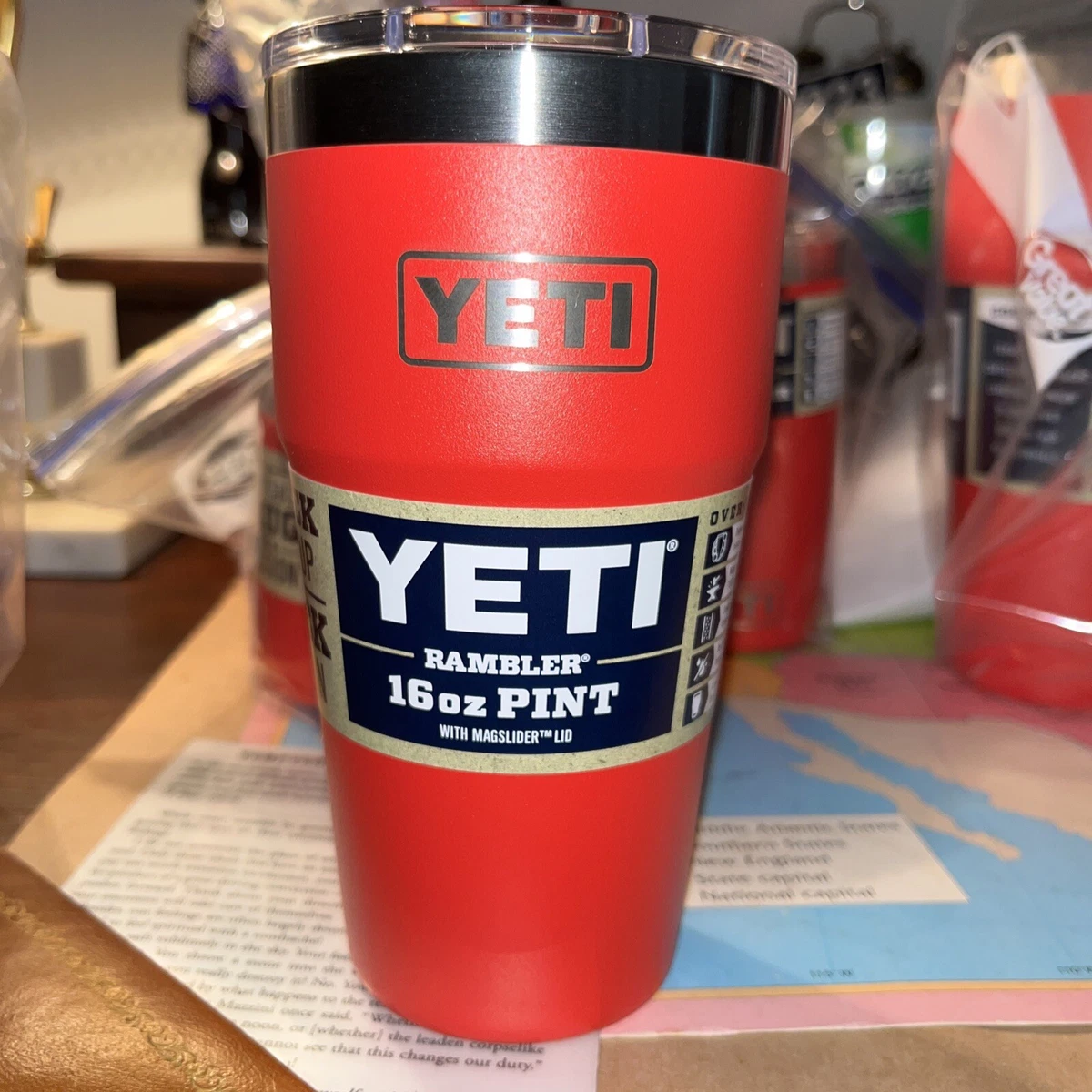 YETI Rambler 16 oz Stackable Pint, Vacuum Insulated, Stainless Steel with  MagSlider Lid, Rescue Red