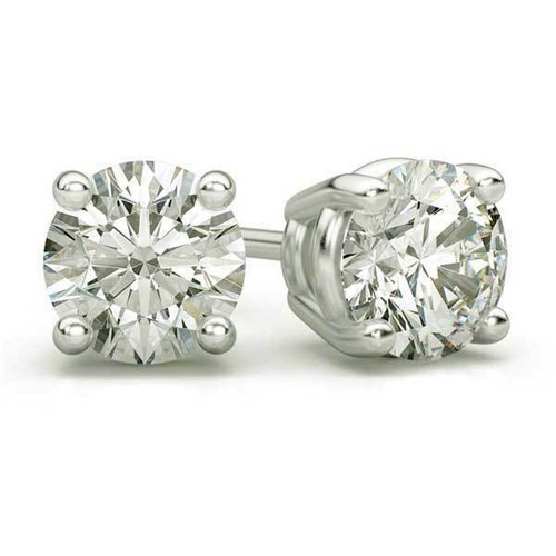 Charles & Colvard Moissanite Perline Orecchini IN 14K Oro Bianco