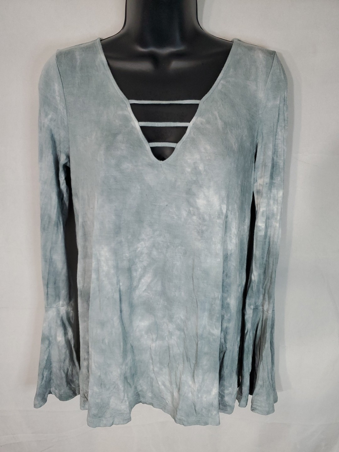 American Eagle Blouse Women's Size Small Soft & Sexy Tie Dye Bell Sleeve Boho