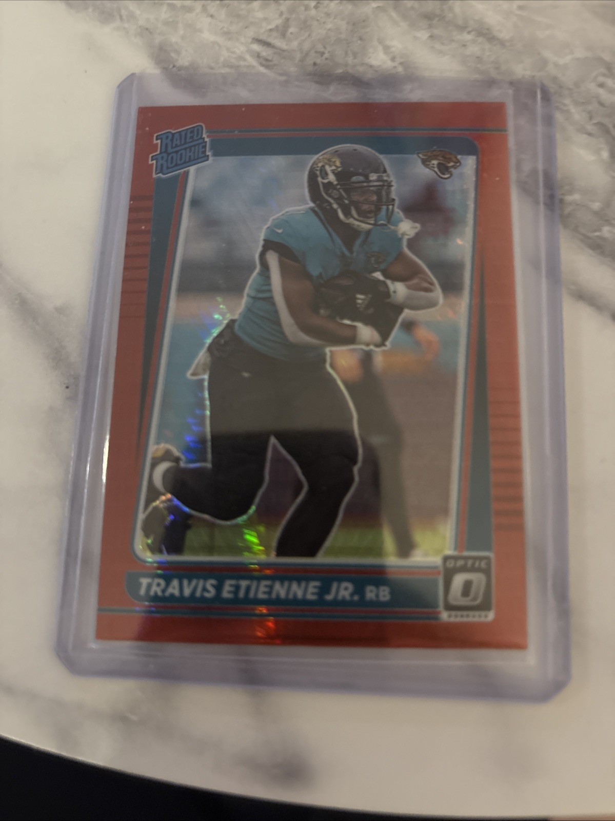 2021 Panini Donruss Optic - Rated Rookie Travis Etienne #214 Red Hyper Prizm RC