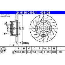 Bremsscheibe ATE 24.0136-0105.1 (2 Stk.) für Mercedes-Benz S Bremsscheibe ATE 24.0136-0105.1 (2 Stk.) für Mercedes-Benz S