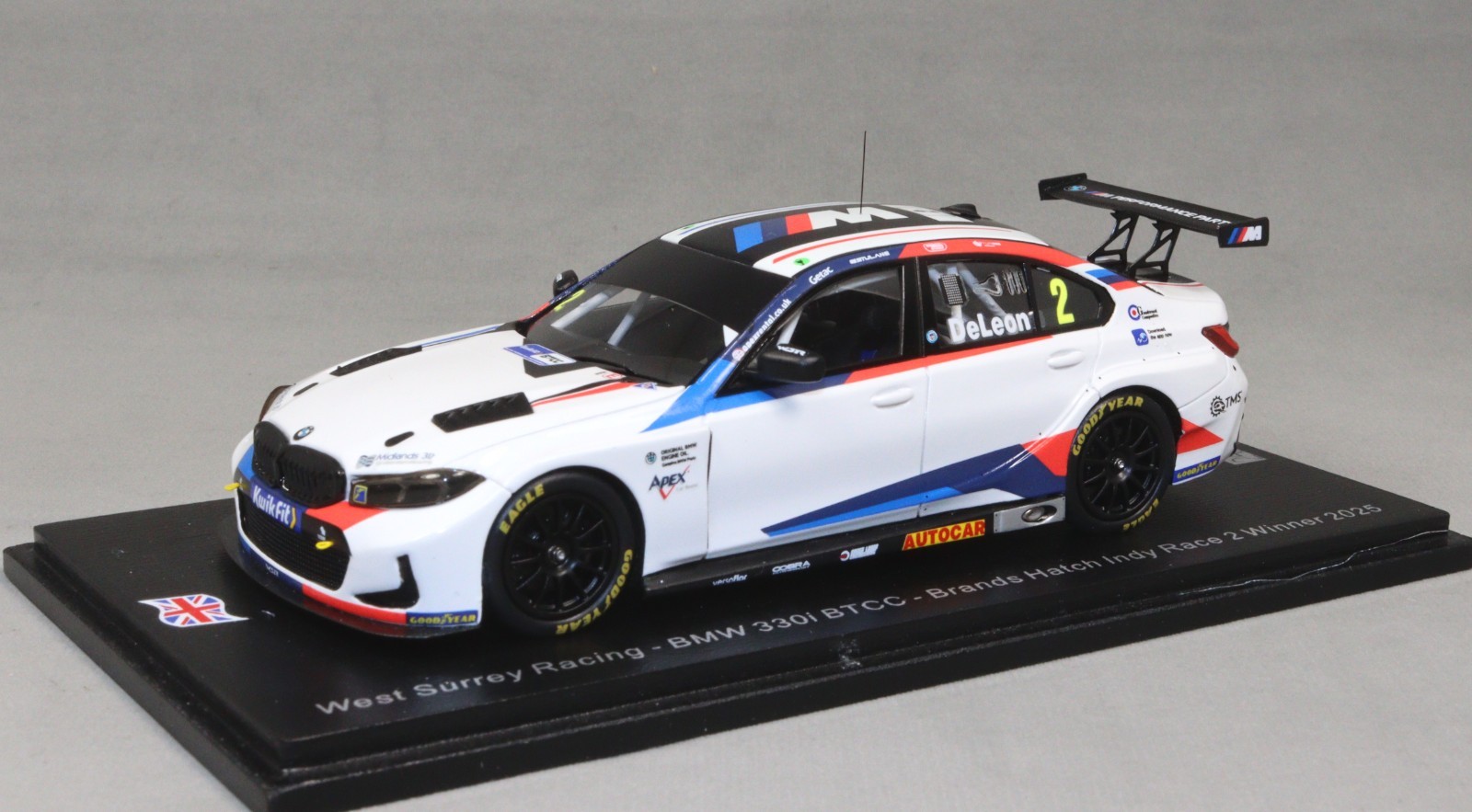 Spark BMW 330i BTCC 2025 Brands Hatch Indy Race 2 winner Daryl deLeon UK033 1/43