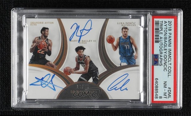 2018 Immaculate Triple Auto /25 Deandre Ayton Marvin Bagley Luka Doncic PSA 8