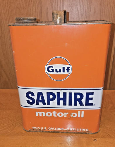 Vintage Gulf Saphire Supreme Motor Oil Can 2 Gallon orange | eBay