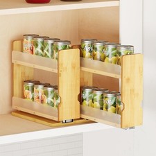 SpaceAid Bamboo Pull Out Spice Rack Organizer for Cabinet, Heavy Duty Slide Out