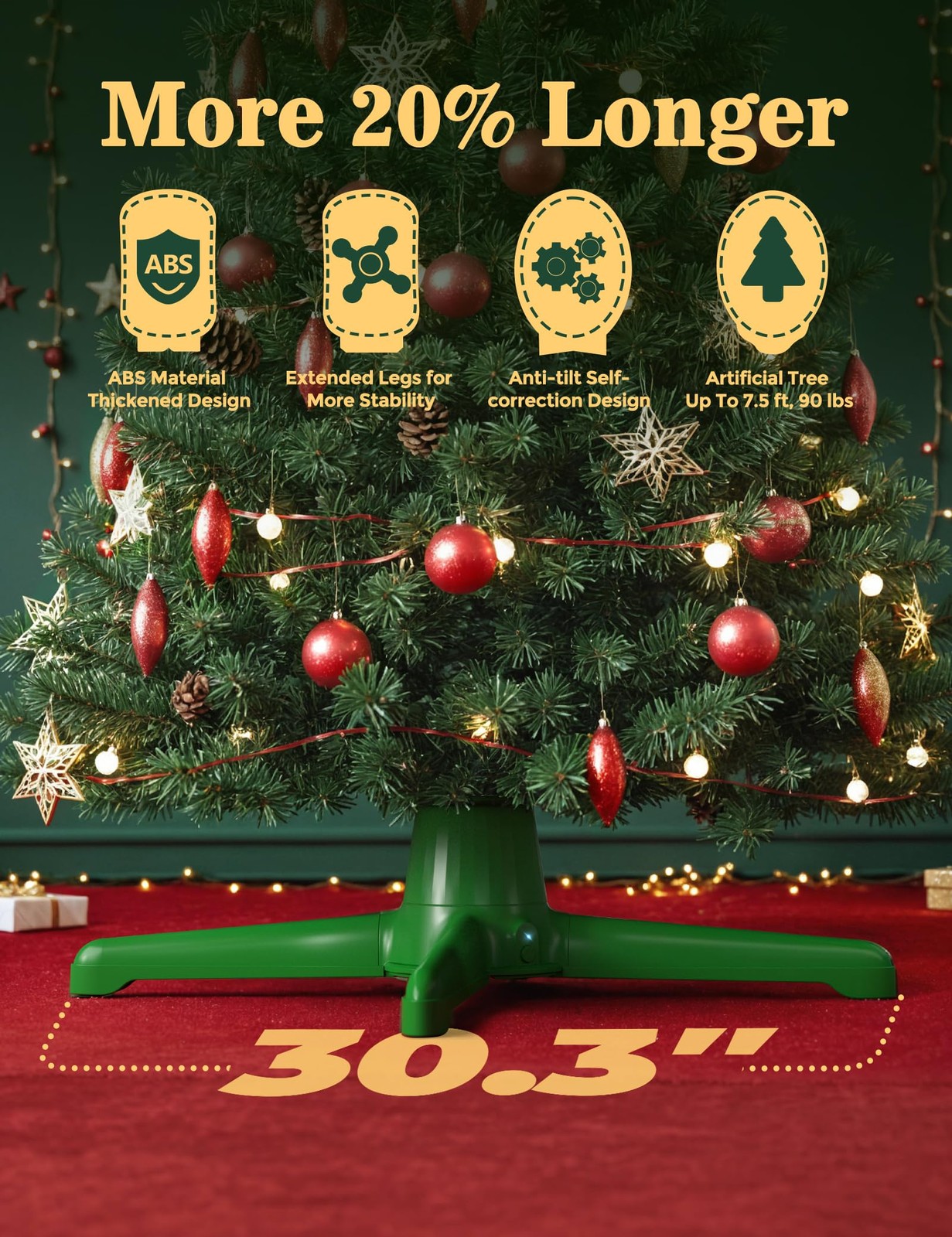 2024 Upgrade Rotating Christmas Tree Stand, UL Certified Adjustable Tree Stands