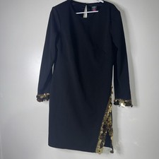 Vince Camuto Black Women’s Cocktail Dress With Gold Accents Size 16
