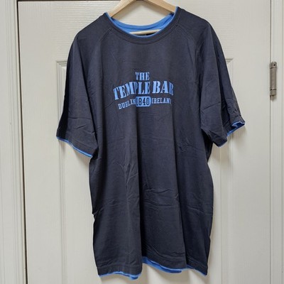 Temple Bar Dublin Ireland T Shirt Mens 2XL Grey Blue Double Cotton EUC