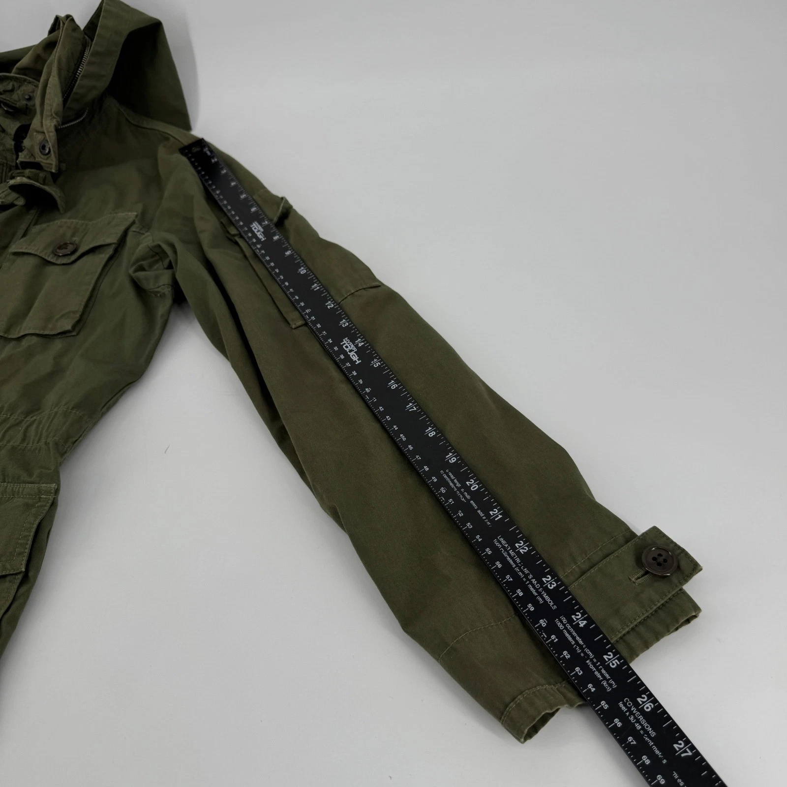 J.Crew Mens Field Jacket Army Green Utility Hooded Military Coat NX-631 Small - product detail image 6