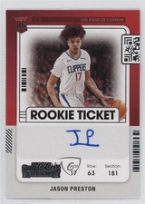 2021-22 Panini Contenders Rookie Ticket Jason Preston #142 Auto 12av