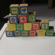 Wooden Alphabet, Number  Math Symbol Blocks Set Educational Multicolor Toy