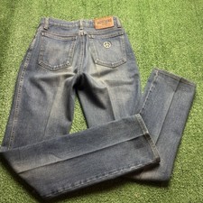 Moschino Peace Sign Womens Straight Leg Blue Denim Jeans Y2K Size 27
