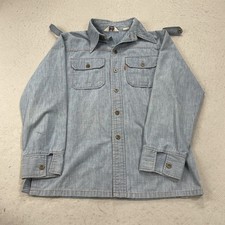 VINTAGE Levis Shirt Mens Medium Blue Chambray Panatela Orange Tab Western 70s