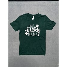 Bella Canvas One Lucky Mama Graphic Tee Green St Patricks Day Shirt Small