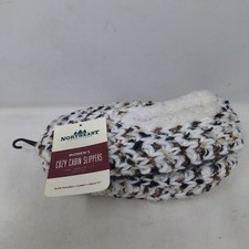Northwest Territory Cozy Cabin Slippers White Brown Knit Sherpa Lined Size 5-7.5