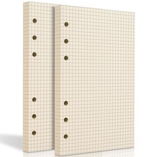 2 Packs A6 Grid Refill Paper,6 Hole Punched,A6 Graph Rule Paper/Quad Rule Fil...