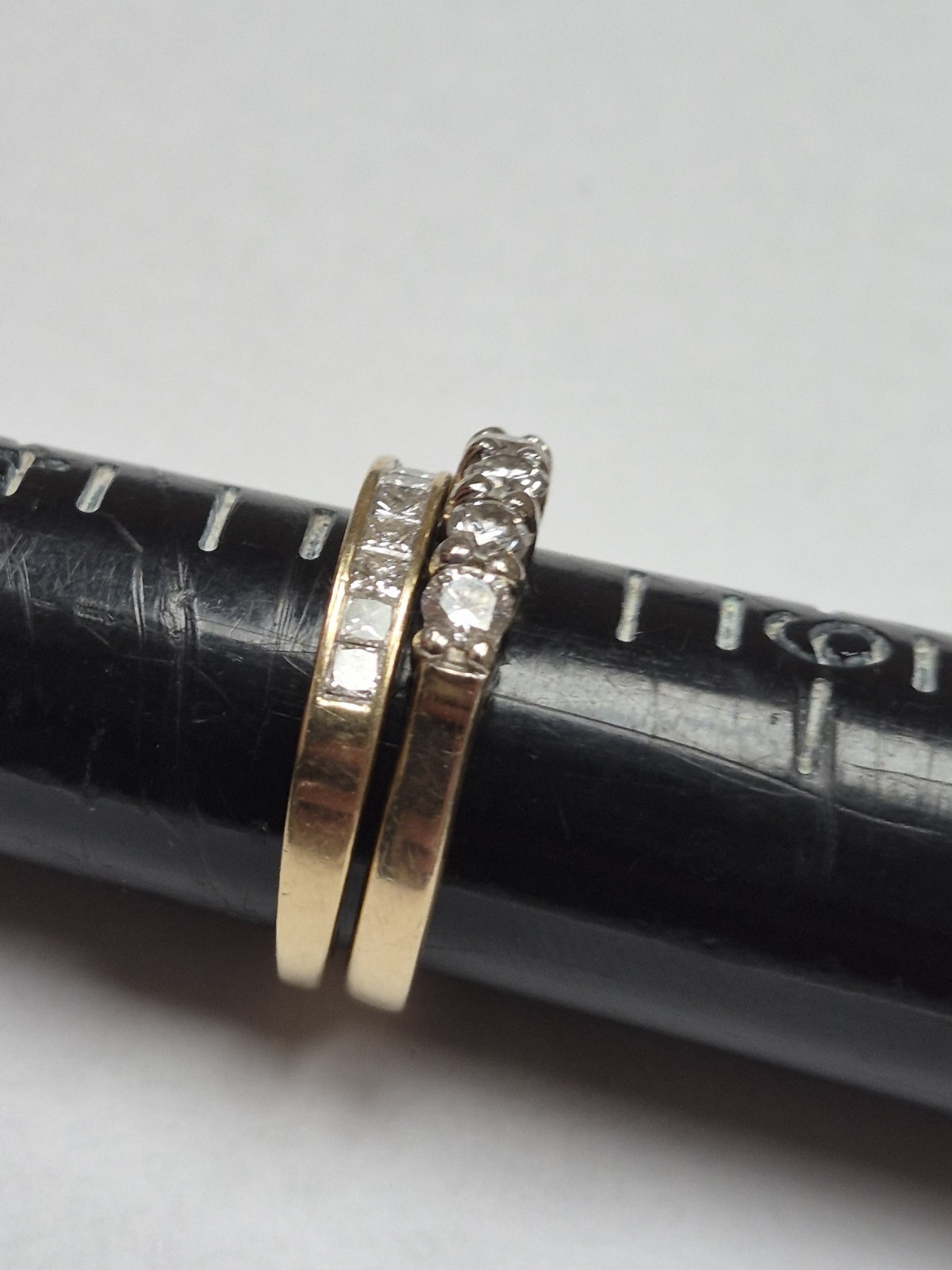 Two Piece 14kt Solid Yellow Gold Ring Diamond Rin… - image 8