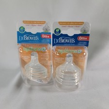  2 Dr. Brown  s Natural Flow Wide-Neck Silicone Nipple Level 1 0-3M , 2 Pack