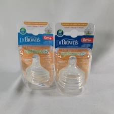 (2) Dr. Brown’s Natural Flow Wide-Neck Silicone Nipple Level 1 (0-3M), 2 Pack