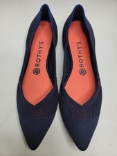 Rothys The Point Maritime W9 Navy Blue Lattice Stitch Ballet Flat Shoe SHIPSFAST