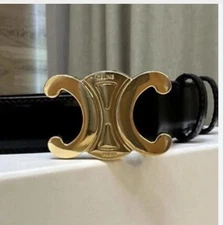 Celine Lady Gold Buckle Black Belt Leather Belt women’s size 8-12 