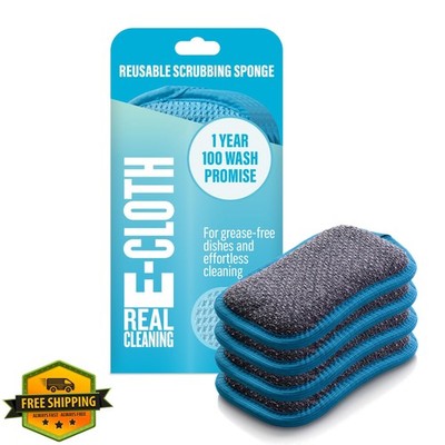 E-Cloth Washing Up Scrub Pads Blue 4 Pack New Version