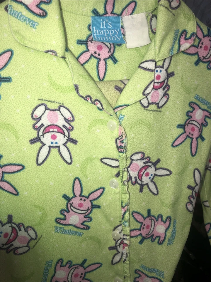 It’s Happy Bunny “Whatever” 2Pc Pajama Pant Set Youth 4-5 Vintage Jim Benton Y2K - Image 4 of 4