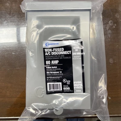 Cambridge 60 Amp A/C Disconnect Electrical Box Non Fused - image 1 of 3