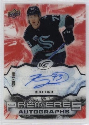 2021-22 Upper Deck Ice Premieres 128/199 Kole Lind #IPA-KL Rookie Auto RC g9n