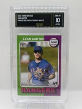 2024 Topps Heritage Real One Autographs Evan Carter ROA-EC (AU, RC) ON CARD AUT0