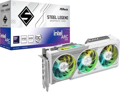 ASRock Intel Arc B580 Steel Legend OC 12GB GDDR6 Gaming Grafikkarte Weiß GPU