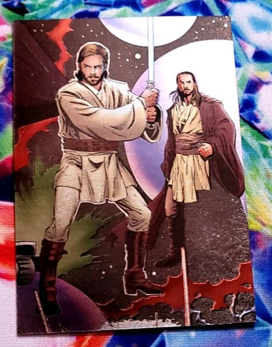 Vintage 2004 Topps Star Wars Heritage Obi-Wan Qui-Gon Etched-Foil Card #1