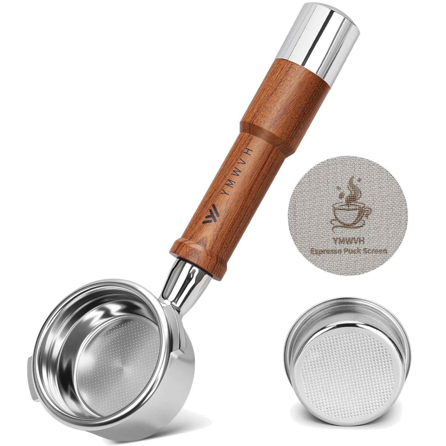 Portafilter Bottomless 58mm Gaggia Espresso Siebträger Edelstahl Holz