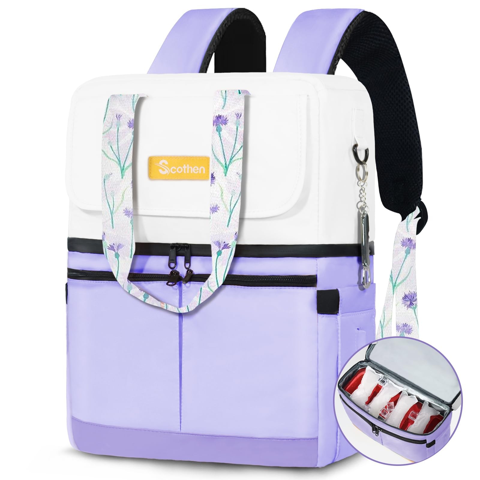 Insulated Double Decker Backpack Cooler Holds 36 Cans with 12 Ice Packs-image