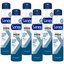 Image of 6 x Sanex Men Active Control Anti-Perspirant 72HR - Long-Lasting Protection