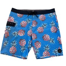 Rip Curl Men  s 38 Caicos Boardshort Blue Pinapple Swim Trunks Pocket 8.5  Inseam