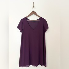 Lulus V Neck Short Sleeve A Line Mini Dress Purple Size M
