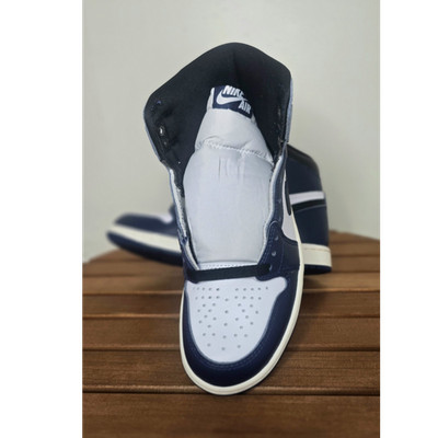Nike Air Jordan 1 Retro High Top White Navy Basketball Sneakers