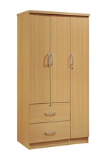 3-Door Armoire with 2-Drawers, 3-Shelves in Beech