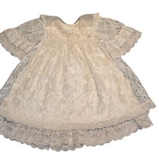 Vintage Jinelle Size 6 Girls Ivory Lace Dress   Christening Baptism Flower Girl