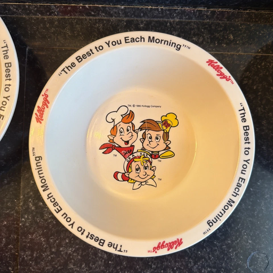 Conjunto de 5 tigelas de comida de cereais para café da manhã vintage autênticas Kellogg 1995 - Imagem 4 de 4