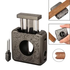 Luxury Cigar Cutter V Cut 4 In 1 Stainless Steel Guillotine Holder,Punch 58 Gaug