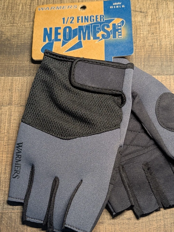 暖暖器 1/2 手指手套尺寸 XL 加垫暖网皮划艇桨鱼新品! — 第 3/4 张图片
