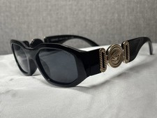 Versace Geometric Black Sunglasses Gold Medusa Detail Full Rim Designer Women
