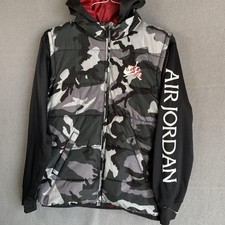 Jordan Jacket Boys XL 13-15 Yrs Black Camo Puffer Hooded Full Zip Nike Air