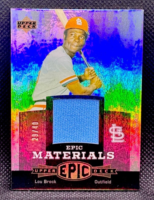2006 Upper Deck Epic Materials Foil LOU BROCK Cardinals Game Used Jersey SP #/40